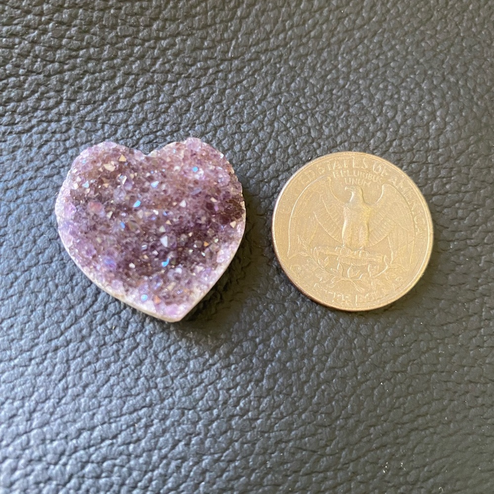 amethyst mini heart-shaped druzy stone